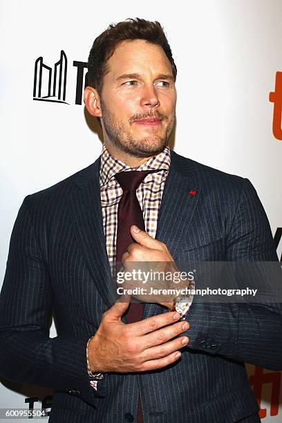 Actor Chris Pratt attends the "The Magnificent Seven" premiere held at Roy Thomson Hall during the Toronto International Film Festival on September...