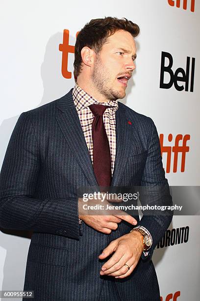 Actor Chris Pratt attends the "The Magnificent Seven" premiere held at Roy Thomson Hall during the Toronto International Film Festival on September...
