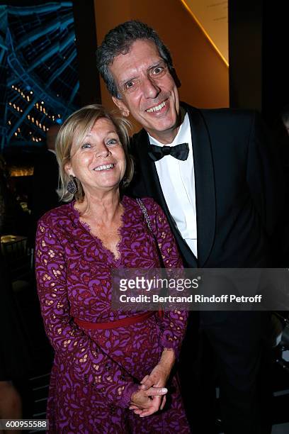 President of Reunion des Musees Nationaux Sylvie Aubac and Henri Loyrette attend the 28th Biennale des Antiquaires : Pre-Opening at Grand Palais on...