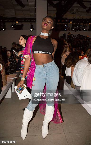Tawio Aloba poses for a photo before the Noon By Noor fashion show at The Gallery, Skylight at Clarkson Sq on September 8, 2016 in New York City.