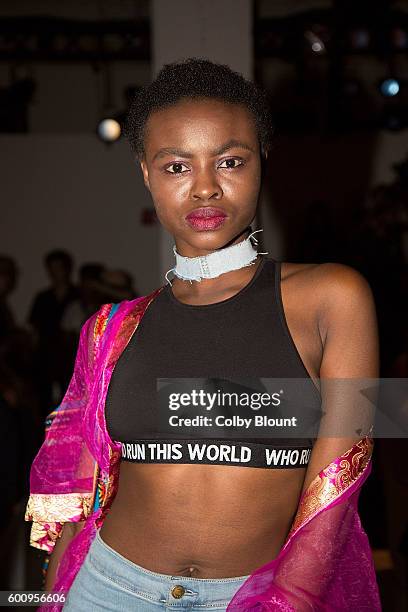 Tawio Aloba poses for a photo before the Noon By Noor fashion show at The Gallery, Skylight at Clarkson Sq on September 8, 2016 in New York City.