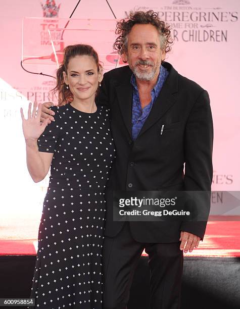 Actress Winona Ryder and director Tim Burton attend his Hand And Footprint Ceremony at TCL Chinese 6 Theatres on September 8, 2016 in Hollywood,...