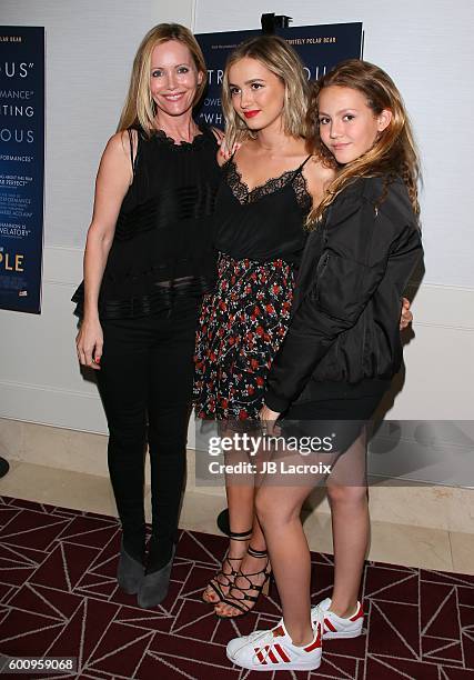 Iris Apatow, Maude Apatow and Leslie Mann attend premiere of Vertical Entertainment's 'Other People' on August 31, 2016 in West Hollywood,...