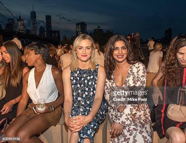 Actors Taylor Schilling and Priyanka Chopra attend the Thakoon fashion show during September 2016 New York Fashion Week on September 8, 2016 in New...