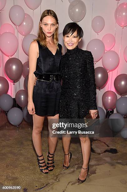 Sasha Pivovarova and Jimmy Choo Creative Director Sandra Choi attend the Jimmy Choo 20th Anniversary Event during New York Fashion Week on September...