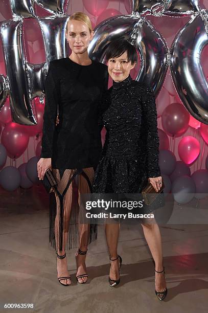 Amber Valletta and Jimmy Choo Creative Director Sandra Choi attend the Jimmy Choo 20th Anniversary Event during New York Fashion Week on September 8,...