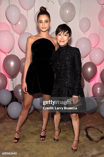 Taylor Hill and Jimmy Choo Creative Director Sandra Choi attend the Jimmy Choo 20th Anniversary Event during New York Fashion Week on September 8,...