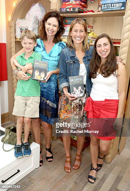 Actress Justine Eyre and son, "The Nocturnals" author Tracey Hecht and artist Kate Liebman attend the celebration for Tracey Hecht's new book series...