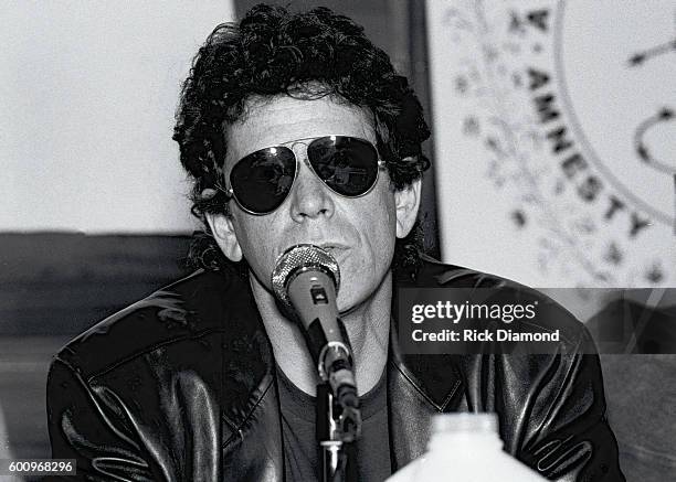 Singer/Songwriter Lou Reed attends a press conference discussing The Conspiracy of Hope tour celebrating Amnesty International's 25th anniversary at...