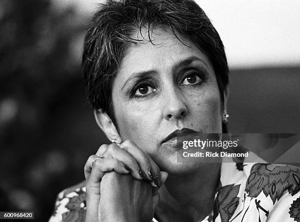 Singer/Songwriter Joan Baez attends a press conference discussing The Conspiracy of Hope tour celebrating Amnesty International's 25th anniversary at...