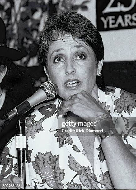 Singer/Songwriter Joan Baez attends a press conference discussing The Conspiracy of Hope tour celebrating Amnesty International's 25th anniversary at...
