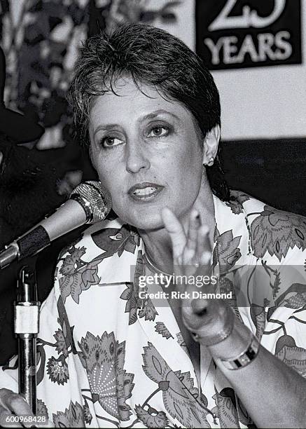 Singer/Songwriter Joan Baez attends a press conference discussing The Conspiracy of Hope tour celebrating Amnesty International's 25th anniversary at...