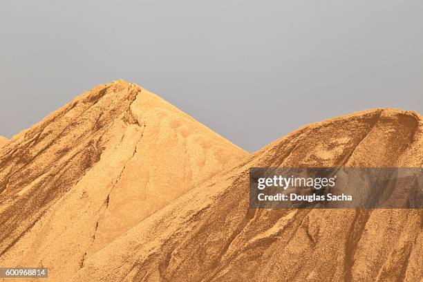 mounds of sand at a open pit quarry - eisenerz stock-fotos und bilder