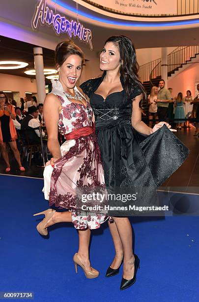 Angelina Heger and Tanja Tischewitsch during the Angermaier Kicks Off Oktoberfest Season With 'Trachten-Nacht' on September 8, 2016 in Munich,...