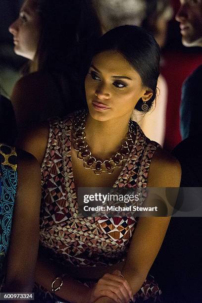 Miss Universe 2016 Pia Alonzo Wurtzbach attends the Desigual fashion show during September 2016 New York Fashion Week at The Arc, Skylight at...
