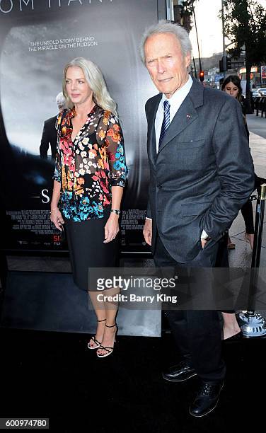 Director Clint Eastwood and Christina Sandera attend the Los Angeles industry screening of Warner Bros. Pictures' 'Sully' at Directors Guild Of...