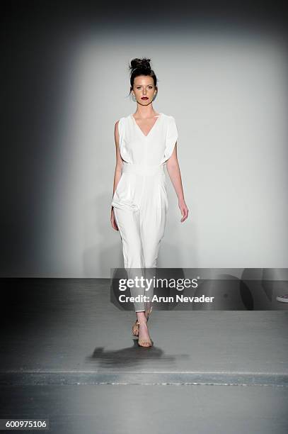 Model walks the runway for Terese Sydonna at the Harlem's Fashion Row fashion show during New York Fashion Week September 2016 at Pier 59 on Thursday...