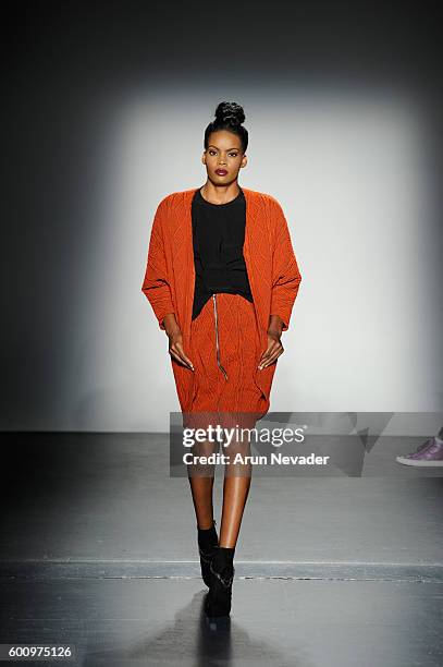 Model walks the runway for Terese Sydonna at the Harlem's Fashion Row fashion show during New York Fashion Week September 2016 at Pier 59 on Thursday...