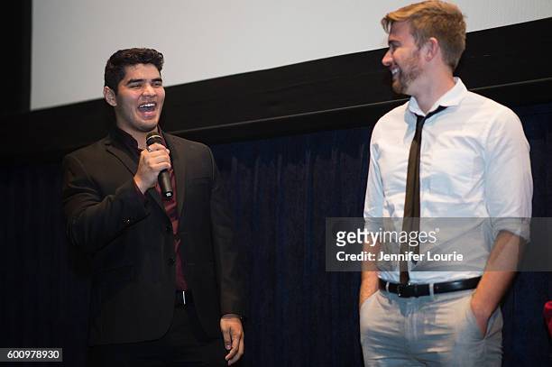 Actors Daniel Vasquez and Chandler Massey attend the Premiere of Vision Films' "The Standoff" on September 8, 2016 in Los Angeles, California.