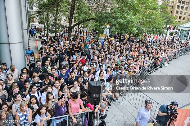 Large crowd at 'The Magnificent Seven' premiere during the 2016 Toronto International Film Festival at Roy Thomson Hall on September 8, 2016 in...