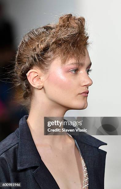 Model walks the runway at the Adam Selman fashion show during New York Fashion Week September 2016 at Milk Studios on September 8, 2016 in New York...