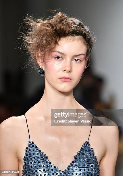 Model walks the runway at the Adam Selman fashion show during New York Fashion Week September 2016 at Milk Studios on September 8, 2016 in New York...