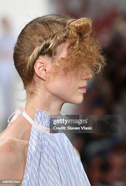 Model walks the runway at the Adam Selman fashion show during New York Fashion Week September 2016 at Milk Studios on September 8, 2016 in New York...