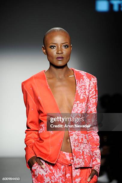 Model walks the runway for Terese Sydonna at the Harlem's Fashion Row fashion show during New York Fashion Week September 2016 at Pier 59 on Thursday...