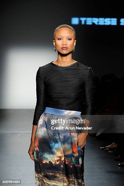 Model walks the runway for Terese Sydonna at the Harlem's Fashion Row fashion show during New York Fashion Week September 2016 at Pier 59 on Thursday...