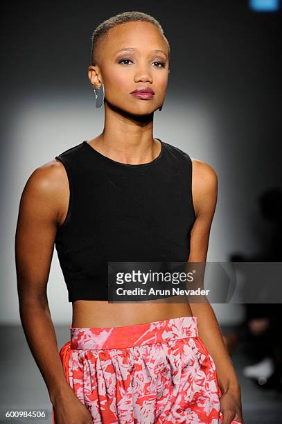 Model walks the runway for Terese Sydonna at the Harlem's Fashion Row fashion show during New York Fashion Week September 2016 at Pier 59 on Thursday...
