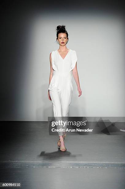 Model walks the runway for Terese Sydonna at the Harlem's Fashion Row fashion show during New York Fashion Week September 2016 at Pier 59 on Thursday...