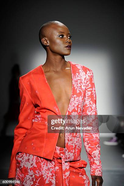 Model walks the runway for Terese Sydonna at the Harlem's Fashion Row fashion show during New York Fashion Week September 2016 at Pier 59 on Thursday...