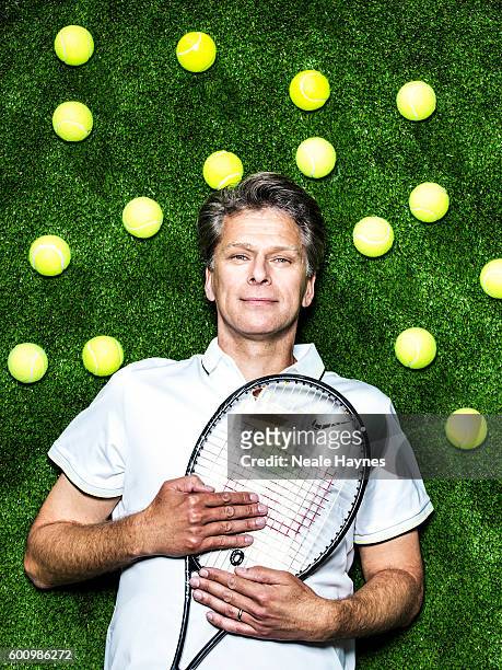 Tennis player and tv presenter Andrew Castle is photographed for the Daily Mail on June 9, 2016 in London, England.