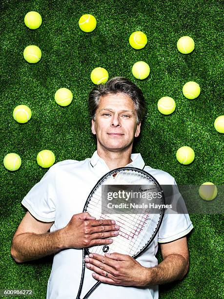 Tennis player and tv presenter Andrew Castle is photographed for the Daily Mail on June 9, 2016 in London, England.