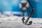 vintage anchor on the beach