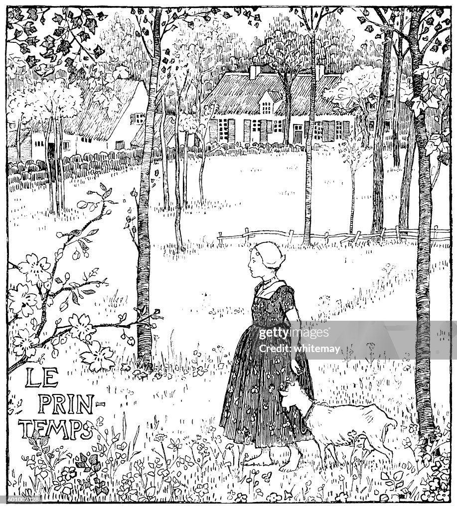 Springtime Victorian Illustration High-Res Vector Graphic - Getty Images