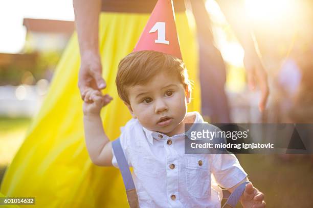 boy's first birthday - baby party stock pictures, royalty-free photos & images