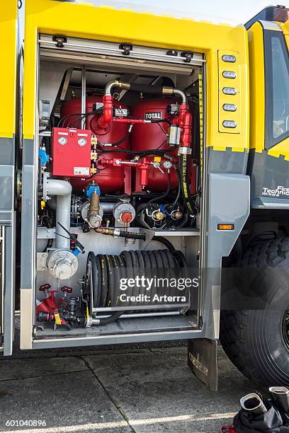 Airport crash tender Rosenbauer Panther CA-5 6x6 at the Ostend aerodrome, Belgium.