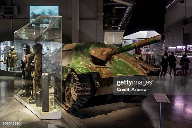 German Jagdpanzer 38 / Hetzer light tank destroyer in the Bastogne War Museum devoted to the Second World War Two Battle of the Bulge in the Belgian...