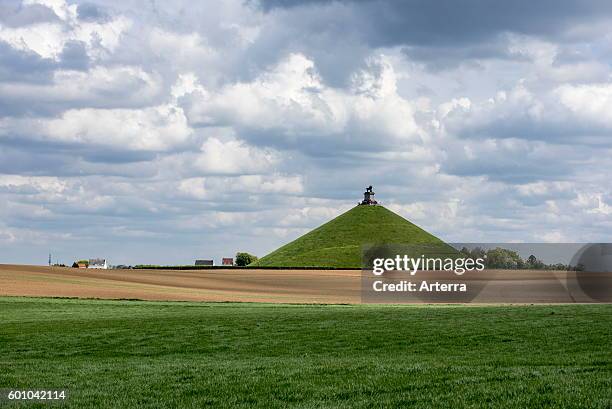 The Lion Hill, monument remembering the 1815 Napoleonic war, the Battle of Waterloo at Braine l'Alleud / Eigenbrakel, Belgium.