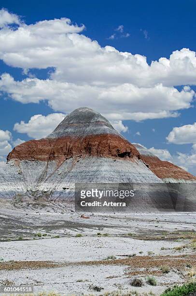 The Tepees or cones are structures with layers of blue, purple and gray created by iron, carbon, manganese and other minerals in a cone shaped...