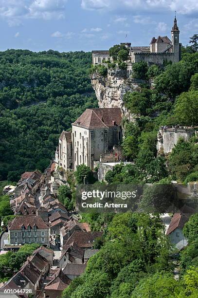 View over Rocamadour, Episcopal city and sanctuary of the Blessed Virgin Mary, Lot, Midi-Pyrenees, France.