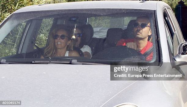 Rocio Carrasco and Fidel Albiac leave the hotel where they celebrated their wedding on September 8, 2016 in Toledo, Spain.