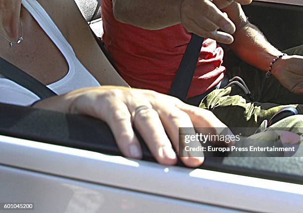 Rocio Carrasco and Fidel Albiac leave the hotel where they celebrated their wedding on September 8, 2016 in Toledo, Spain.