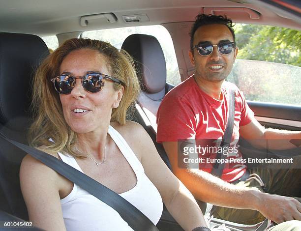 Rocio Carrasco and Fidel Albiac leave the hotel where they celebrated their wedding on September 8, 2016 in Toledo, Spain.