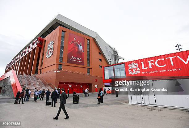 General view during the opening event of the Anfield Home of Liverpool Main Stand, at Anfield on September 9, 2016 in Liverpool, England.