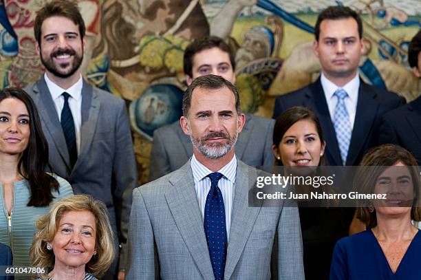 King Felipe VI of Spain of Spain attends several audiences at Zarzuela Palace Palace on September 9, 2016 in Madrid, Spain.