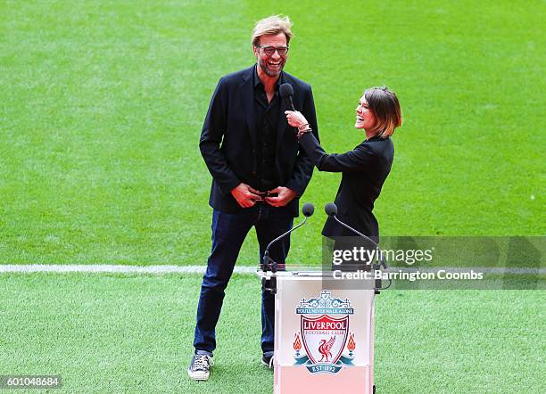 Liverpool manager Jurgen Klopp during the opening of the new stand and facilities at Anfield on September 9, 2016 in Liverpool, England.