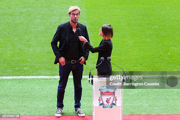 Liverpool manager Jurgen Klopp during the opening of the new stand and facilities at Anfield on September 9, 2016 in Liverpool, England.