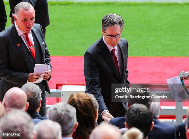 Liverpool club owner John W Henry during the opening of the new stand and facilities at Anfield on September 9, 2016 in Liverpool, England.